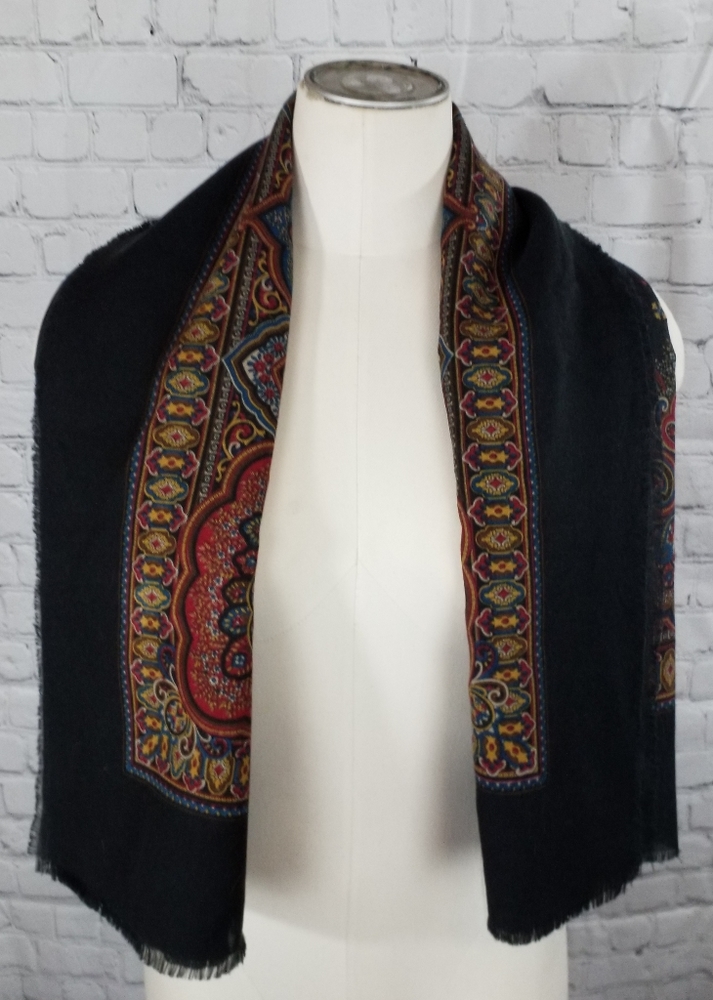 Italian made Scarf Black with Pattern